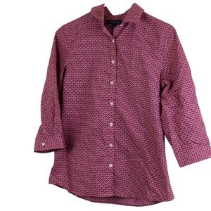 Lands End Button Up Shirt Womens Size 2 Oversized No Iron Supima